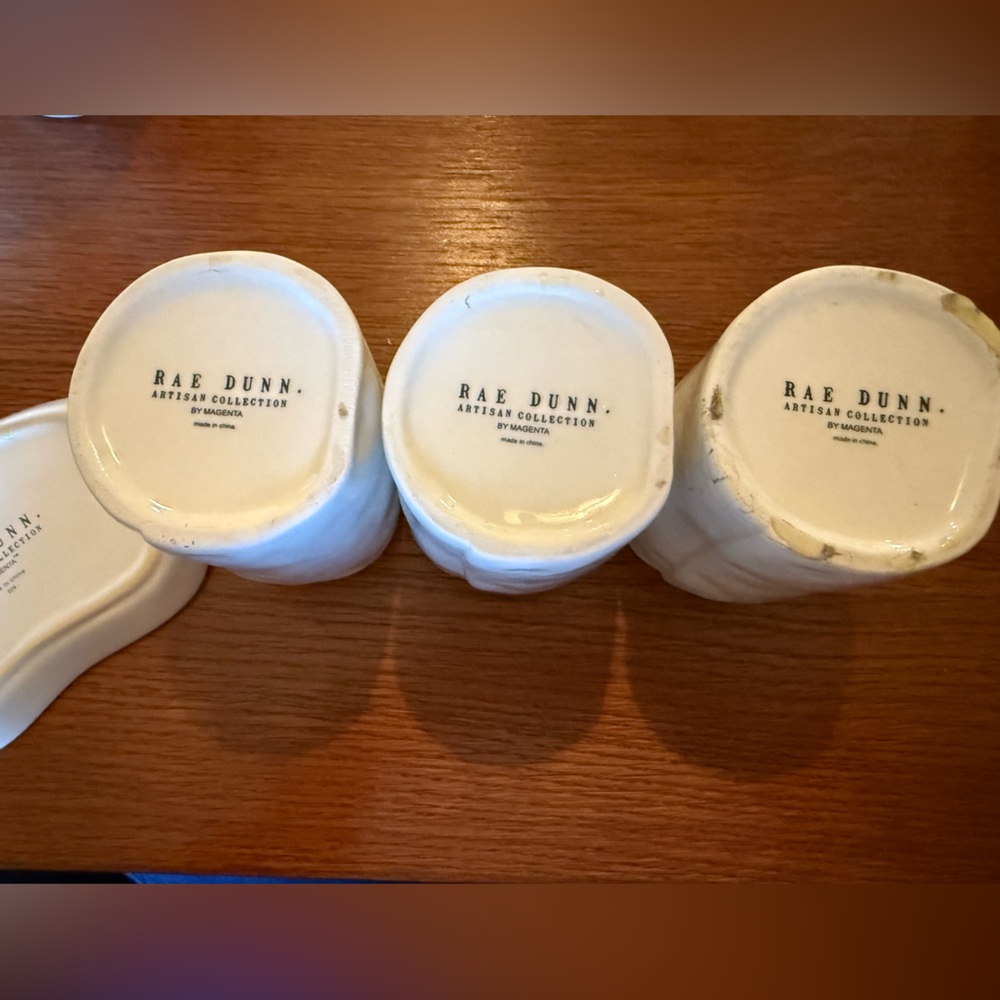 Rae Dunn White Ceramic Labeled Bathroom Cups Set - Picture 6 of 6